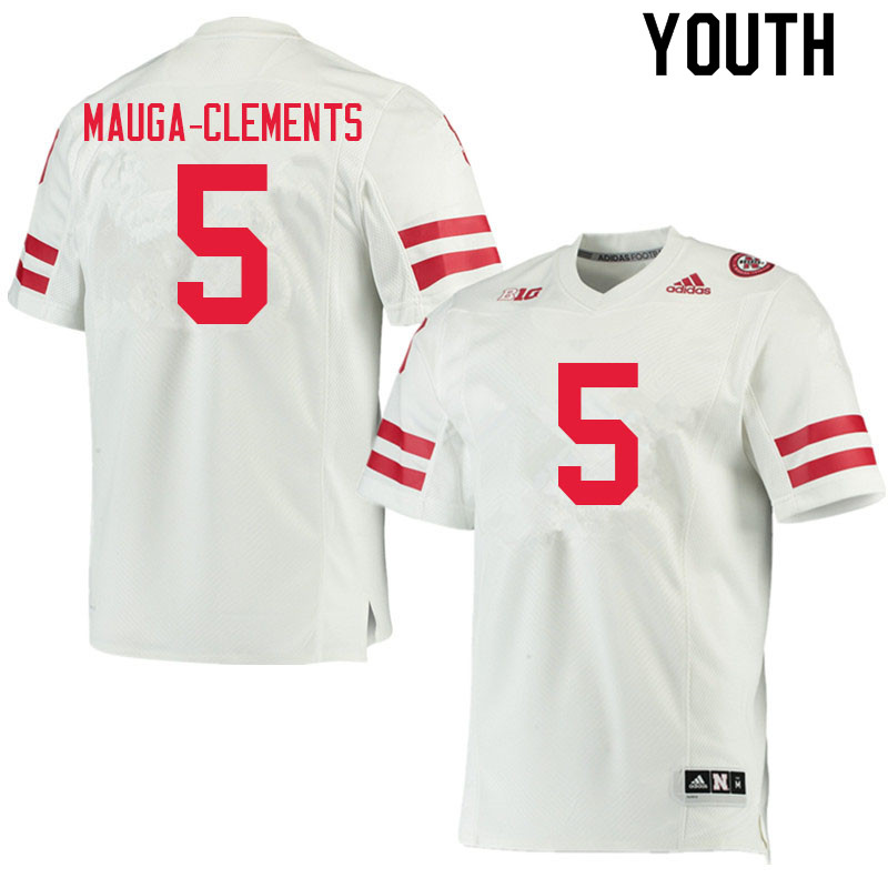 Youth #5 Eteva Mauga-Clements Nebraska Cornhuskers College Football Jerseys Sale-White
